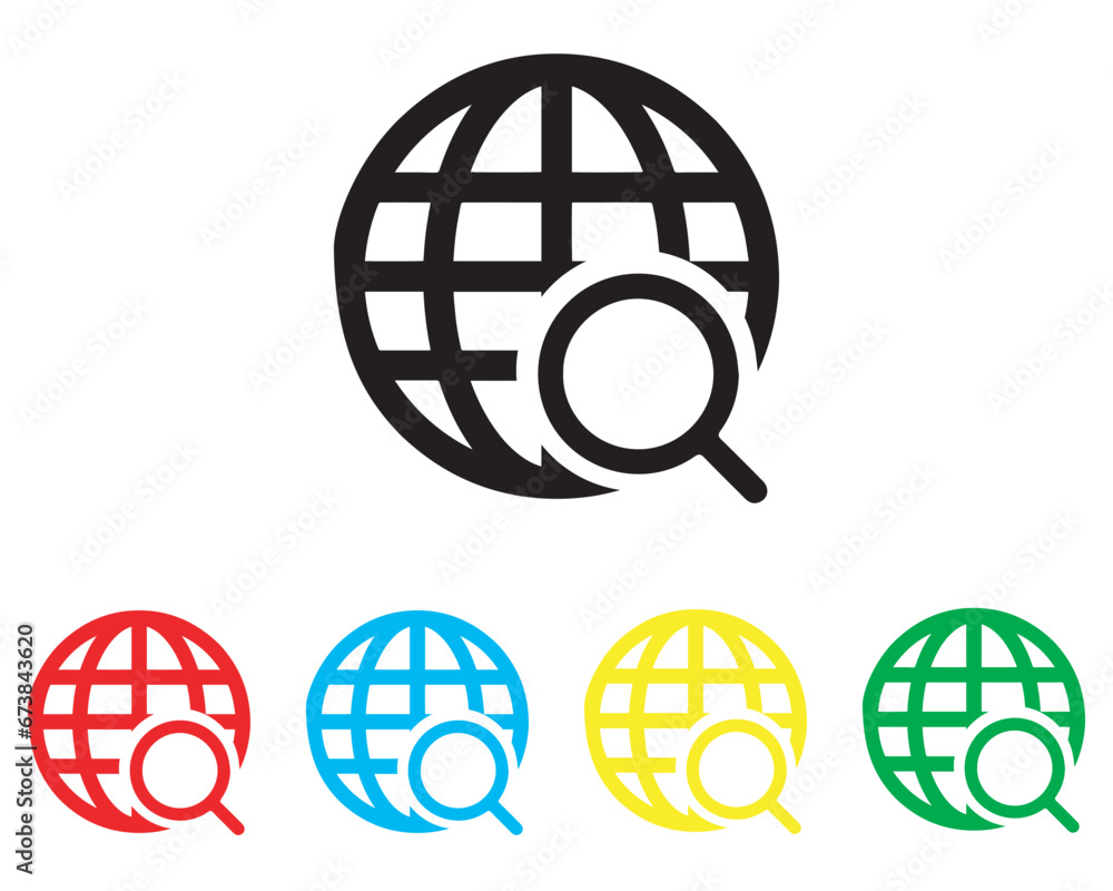 Poster internet search icon vector. magnifying glass icon sign symbol in trendy flat style. set elements in