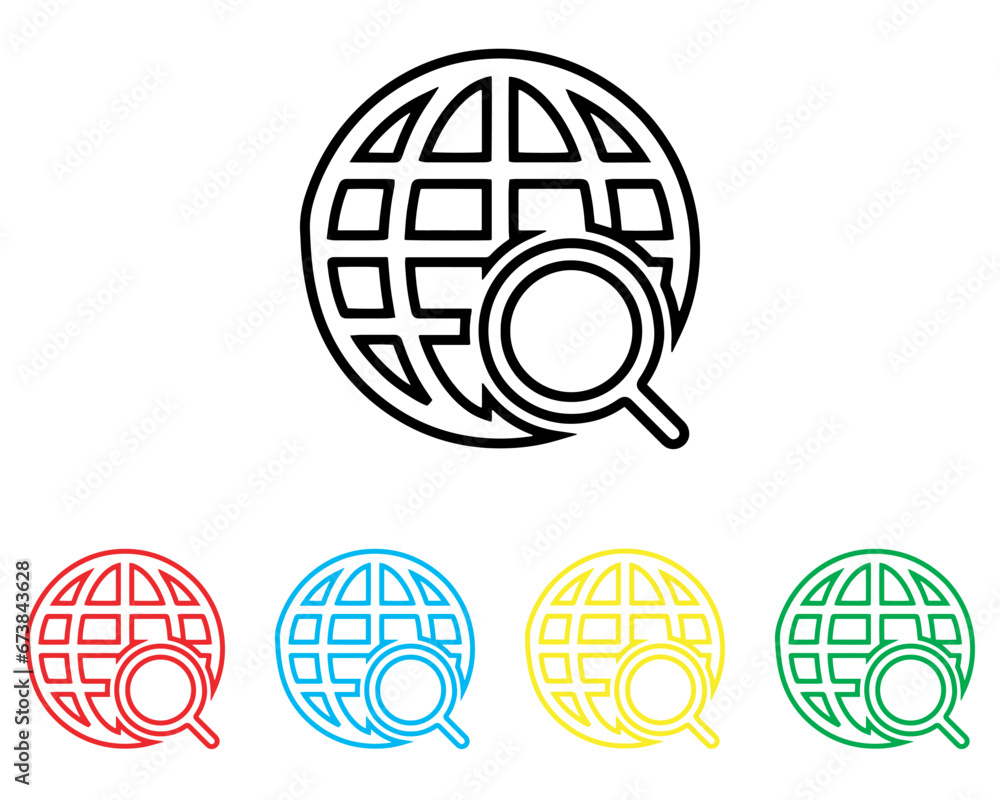 Poster internet search icon vector. magnifying glass icon sign symbol in trendy flat style. set elements in