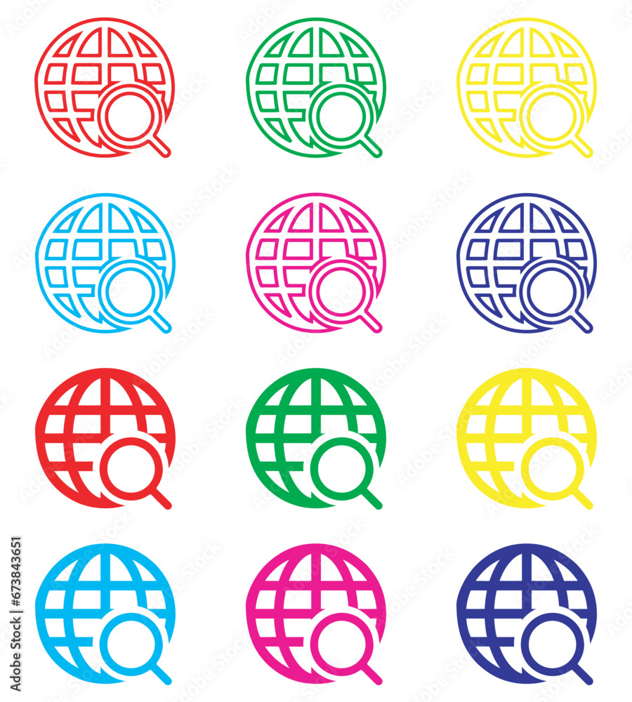 Poster internet search icon vector. magnifying glass icon sign symbol in trendy flat style. set elements in