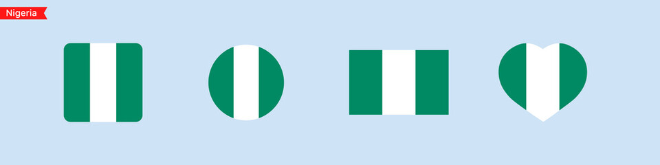 National flag of Nigeria. Flag icons for language selection. Nigeria flags. Vector icons