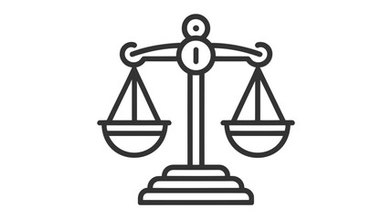 A black and white vector icon of a traditional balance scale