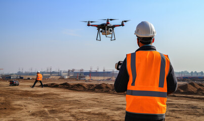 Construction Work Inspection Drone Supervisor Construction Site Inspection by Civil Engineers Using Drones