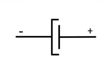 Symbol of an electrolytic capacitor in the electronic diagram