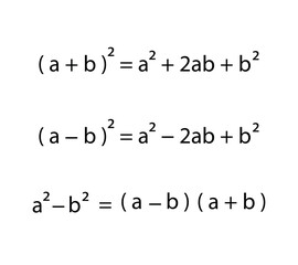 Remarkable identity in mathematic. Study content for math students. Vector illustration.