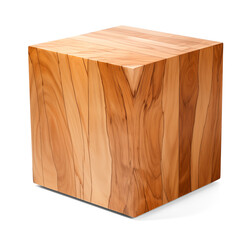 wooden cube with beautiful texture, transparent background