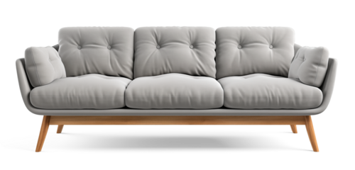 Gray couch, shadow, transparent background