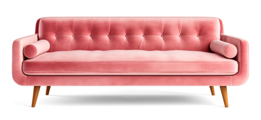 pink sofa with padushkas, shade, transparent background