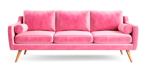 pink sofa with padushkas, shade, transparent background