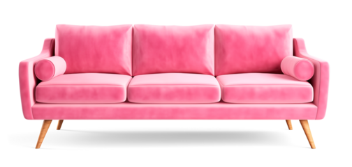 pink sofa with padushkas, shade, transparent background