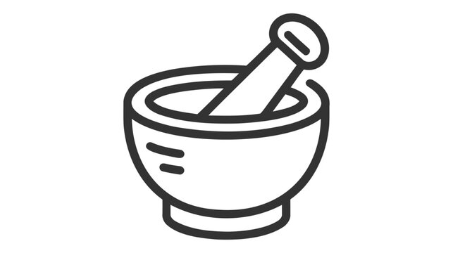 recommend clip art: Black outlined vector illustration of a mortar and pestle