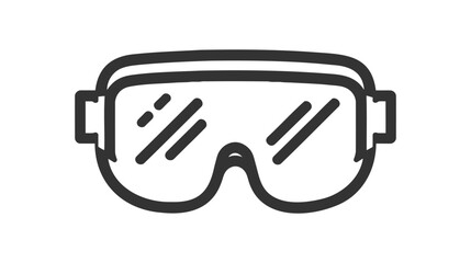 Black outlined vector icon of safety goggles