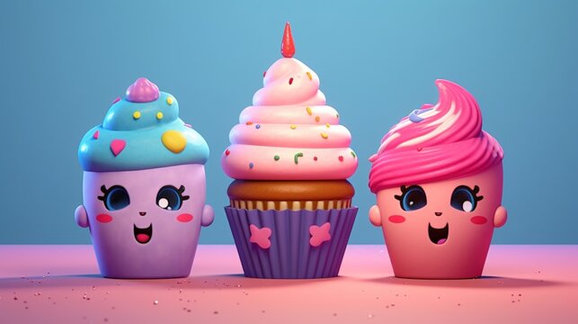 coloring book cupcakes cartoons minimalist ar.Generative AI