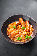 cassoulet dish  thick bean soup meat, bean, sausage delicious eating cooking appetizer meal food...