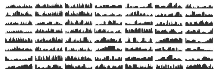  Set city silhouettes. Set of vector cities silhouette. City skylines. Modern City Skyline Set vector illustration