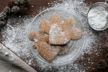 christmas cookies on a wooden table