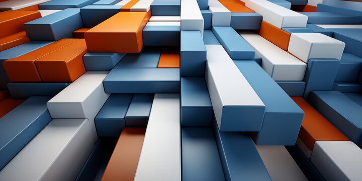 Geometrische Rechtecke in bunten Farben als Hintergrundmotiv f&uuml;r Webdesign im Querformat f&uuml;r Banner, ai generativ