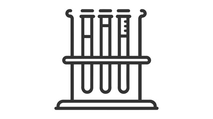 A simple black and white icon of a test tube rack with multiple test tubes, marked with measurement lines