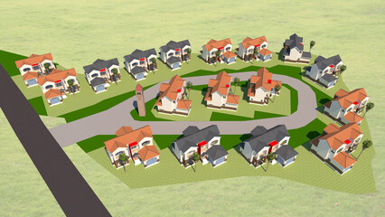 rendering of town house in the park