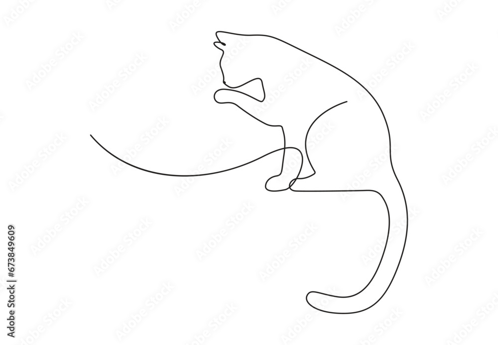 Poster cat in continuous one line drawing style. abstract and minimalist cat icon. vector illustration. pro