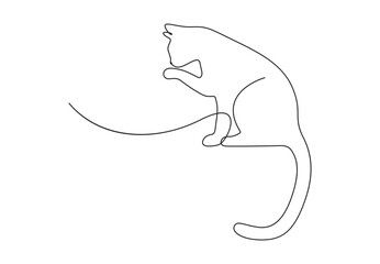 Cat in continuous one line drawing style. Abstract and minimalist cat icon. Vector illustration. Pro vector. 