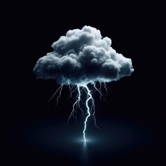 white cloud with lightning on a black background