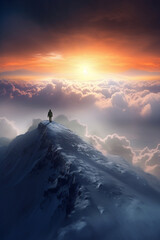 silhouette of a person in the mountains