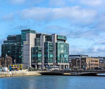 IFSC House, Custom House Quay, International Financial Services Centre, Dublin. The head office of  The International Financial Services Centre.