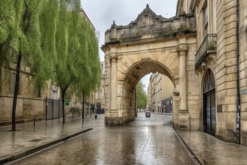 Fototapeta na wymiar An archaic gateway in Bordeaux, known as Porte Cailhau. Generative AI