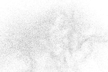 Distressed black texture. Dark grainy texture on white background. Dust overlay textured. Grain noise particles. Rusted white effect. Grunge design elements. Vector illustration.  