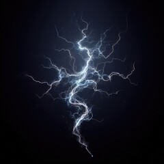  realistic lightning isolated on black background. natural light effect, bright glowing neural connections