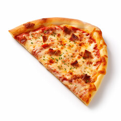 Delicious pizza slice on white isolated background - ai generative