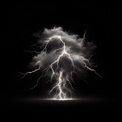  realistic lightning isolated on black background. natural light effect, bright glowing neural connections