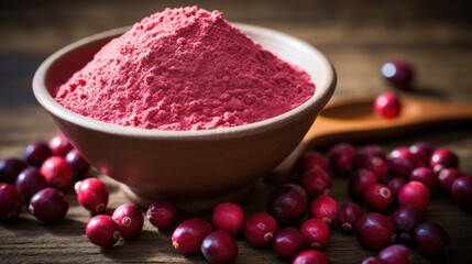 Obraz na płótnie Canvas cranberry powder for food industry, Natural food supplements