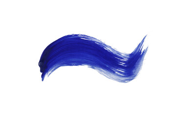 Blue brush watercolor painting isolated on transparent background.