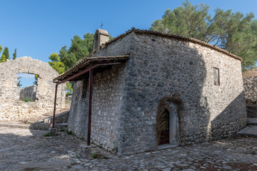 Fototapeta na wymiar A church within the ground of Vonitsa Venetian Castle. Vonitsa. Greece.