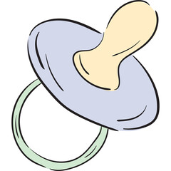 Baby Pacifier Doodle Isolated Transparent Background PNG Illustration