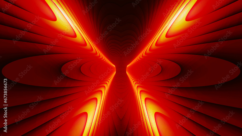 Poster animated dynamic wavy background texture. bright neon red waves flowing on an abstract background. a