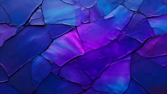 This abstract slate image is a chaotic burst of energy, with cracks and fissures radiating outwards in all directions. The colors are a mix of deep blues and purples, giving off an otherworldly