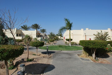 Fototapeta premium Classic egyptian hotel. The beauty of the Egyptian resort of Hurghada. 