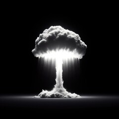 explosion from nuclear bomb, a cloud in the shape of a mushroom, on a black background