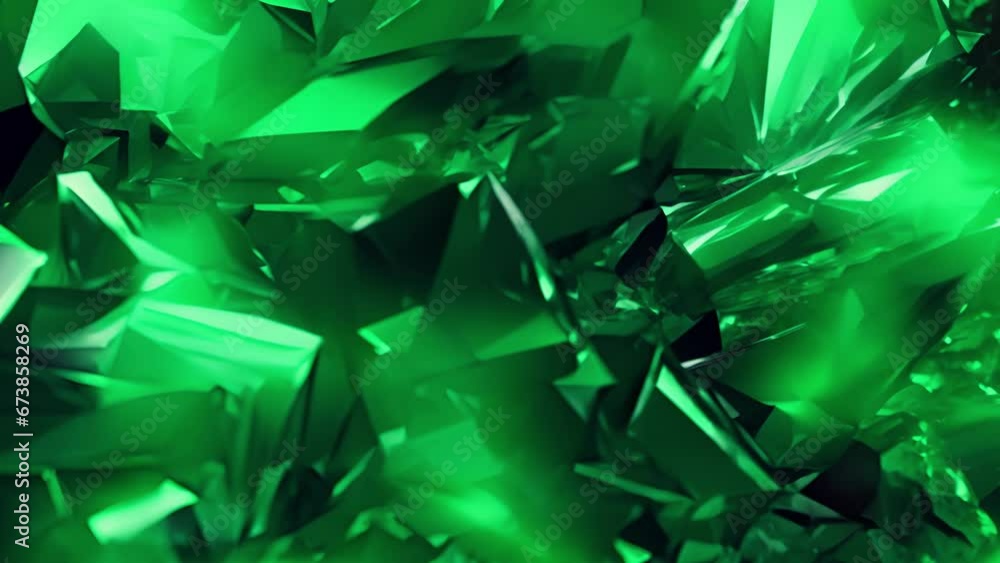 Aufkleber a shattered emerald, with pieces tered in various shades of green. the sharp edges of the shards con
