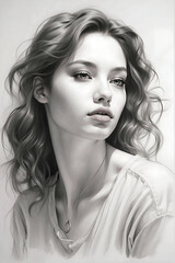 Naklejka premium portrait of a woman in black and white