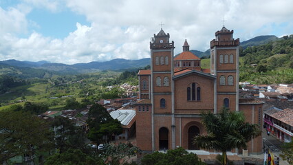 Fototapeta na wymiar Time-honored villages in Colombia, where ancient churches and colonial homes narrate history