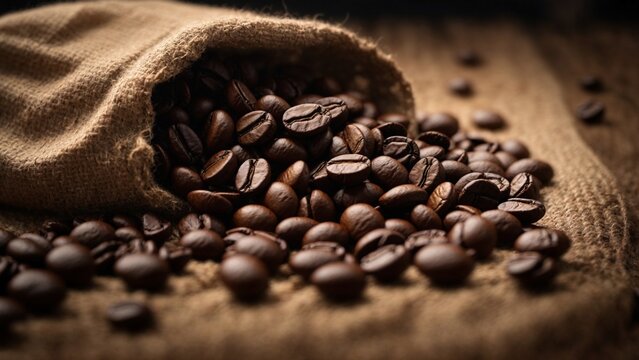 Close up high resolution image of fresh grilled coffee beans. Generative AI.