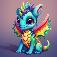 Cute rainbow dragon cartoon mascot