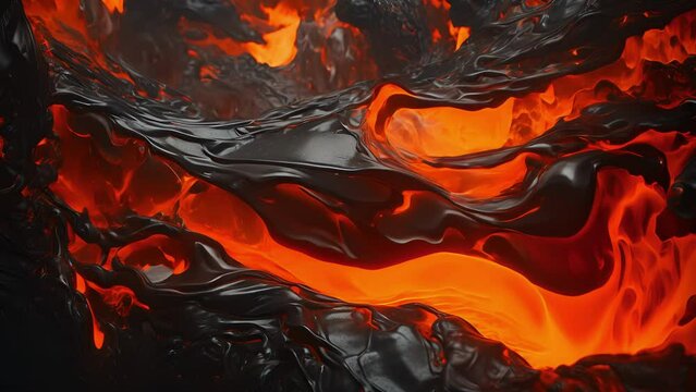 A thick, molten stream of pewter, pouring out of a fiery cauldron and cascading into a pool of liquid metal below. The surface is constantly rippling and shifting, like molten lava, giving