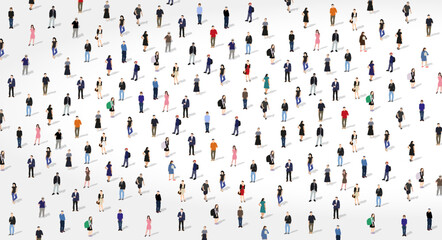 A large group of people. People background. Big people crowd. Diverse people group. Flat vector illustration isolated on white background. - obrazy, fototapety, plakaty