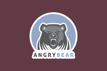 Obraz premium Bear mascot sticker design vector. Sport bear logo emblem. Bear character sticker vector logo design.