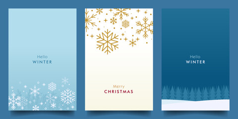 modern minimalist winter Christmas design vector with snowflake and winter forest theme design. for card, poster, banner, social media background