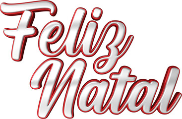 label letter  Merry Christmas 3d render in portuguese